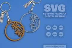 Wild Floral Round Keychain SVG Product Image 2
