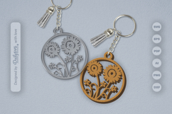 Wild Floral Round Keychain SVG Product Image 1