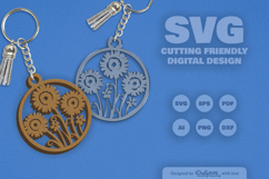 Wild Floral Round Keychain SVG Product Image 1