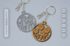 Wild Floral Round Keychain SVG Product Image 1