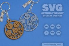 Wild Floral Round Keychain SVG Product Image 2
