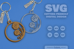 Wild Floral Round Keychain SVG Product Image 2