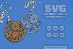 Wild Floral Round Keychain SVG Product Image 1