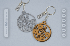 Wild Floral Round Keychain SVG Product Image 2