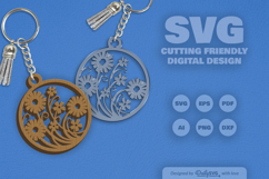 Wild Floral Round Keychain SVG Product Image 1