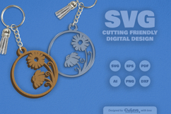 Wild Floral Round Keychain SVG Product Image 2