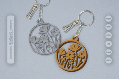 Wild Floral Round Keychain SVG Product Image 1