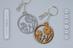 Wild Floral Round Keychain SVG Product Image 2