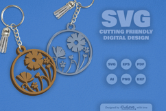 Wild Floral Round Keychain SVG Product Image 1
