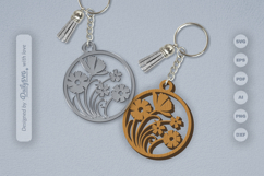Wild Floral Round Keychain SVG Product Image 2