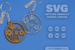 Wild Floral Round Keychain SVG Product Image 1