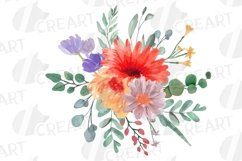 Watercolor wild flowers with green leaves wedding clipart. Product Image 12