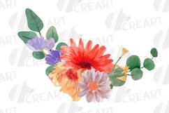 Watercolor wild flowers with green leaves wedding clipart. Product Image 13