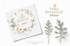 Greeting card with floral leafy botanical wreath and leaves