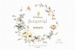 Hand drawn floral and leafy botanical wreath