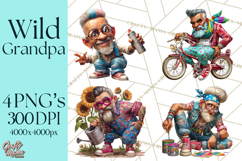 Funky Grandpa Clipart PNG Quirky Senior Cartoon Characters Product Image 1