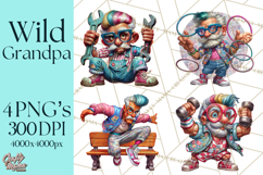 Funky Grandpa Clipart PNG Quirky Senior Cartoon Characters Product Image 1