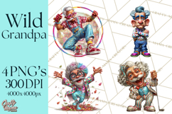 Funky Grandpa Clipart PNG Quirky Senior Cartoon Characters Product Image 1