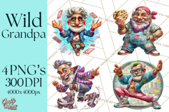 Funky Grandpa Clipart PNG Quirky Senior Cartoon Characters Product Image 1