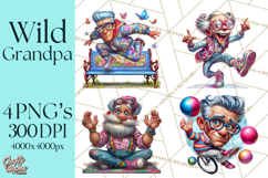 Funky Grandpa Clipart PNG Quirky Senior Cartoon Characters Product Image 1