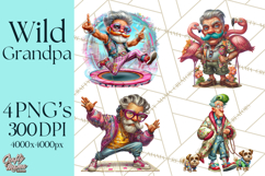 Funky Grandpa Clipart PNG Quirky Senior Cartoon Characters Product Image 1