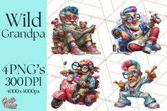 Funky Grandpa Clipart PNG Quirky Senior Cartoon Characters Product Image 1