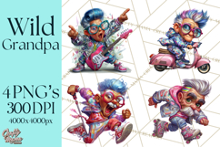 Funky Grandpa Clipart PNG Quirky Senior Cartoon Characters Product Image 1