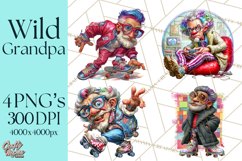 Funky Grandpa Clipart PNG Quirky Senior Cartoon Characters Product Image 1