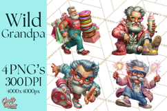 Funky Grandpa Clipart PNG Quirky Senior Cartoon Characters Product Image 1