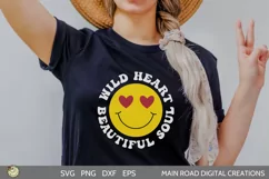 nostalgia cut file design being used on a black shirt worn by a woman 