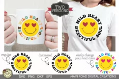 retro style svg being used on coffee cup and white shirt worn by a girl