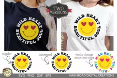 wild heart beautiful soul retro style smiley face design for t-shirt