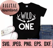 Wild One SVG - Hunting Antlers 1st Birthday Boy Shirt SVG Product Image 2