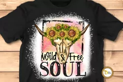 Wild Design-Wild Soul with Sunflowers Skull PNG Product Image 1