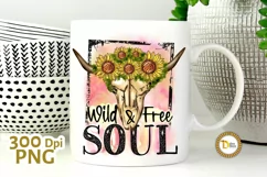 Wild Design-Wild Soul with Sunflowers Skull PNG Product Image 2