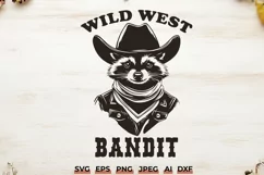 Wild West Bandit Raccoon SVG, Cowboy Raccoon Country Clipart Product Image 1