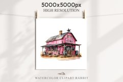 Wild West Pink Rancho House Western Cowboy Saloon  Vintage Clipart Decor Art Watercolor Transparent Print illustration sublimation creepy printable digital  watercolor Western Rancho House, Wild West Texas cowboy clipart, vintage ranches decoration art
