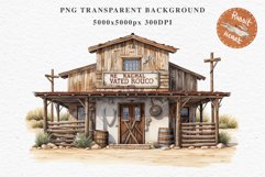 Wild West Rancho House Western Cowboy Saloon  Vintage Clipart Decor Art Image Watercolor Transparent Print illustration sublimation creepy printable digital  watercolor Western Rancho House, Wild West Texas cowboy clipart, vintage ranches decoration art