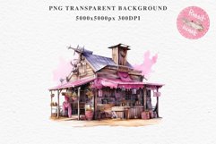 Wild West Rancho House Western Cowboy Saloon  Vintage Clipart Decor Art Image Watercolor Transparent Print illustration sublimation creepy printable digital watercolor Western Rancho House, Wild West Texas cowboy clipart, vintage ranches decoration art