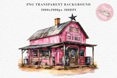 Wild West Pink Rancho House Western Cowboy Saloon  Vintage Clipart Decor Art Watercolor Transparent Print illustration sublimation creepy printable digital  watercolor Western Rancho House, Wild West Texas cowboy clipart, vintage ranches decoration art