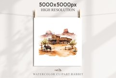 Wild West Rancho Landscape House Western Cowboy Vintage Clipart Decor Art Image Watercolor Transparent Print illustration sublimation creepy printable digital watercolor Western Rancho House, Wild West Texas cowboy clipart, vintage ranches decoration art