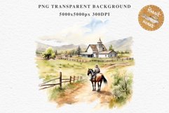 Wild West Rancho Landscape House Western Cowboy Vintage Clipart Decor Art Image Watercolor Transparent Print illustration sublimation creepy printable digital watercolor Western Rancho House, Wild West Texas cowboy clipart, vintage ranches decoration art