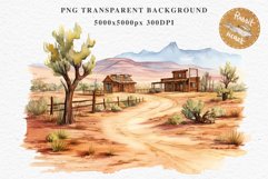 Wild West Rancho Landscape House Western Cowboy Vintage Clipart Decor Art Image Watercolor Transparent Print illustration sublimation creepy printable digital watercolor Western Rancho House, Wild West Texas cowboy clipart, vintage ranches decoration art