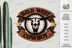 Wild West Sign Laser Cut. Wooden Westen Wall Art SVG Product Image 1