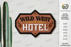Wild West Sign Laser Cut. Wooden Westen Wall Art SVG Product Image 1