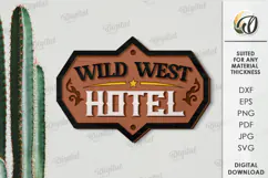 Wild West Sign Laser Cut. Wooden Westen Wall Art SVG Product Image 1