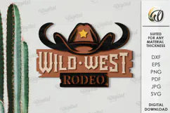 Wild West Sign Laser Cut. Wooden Westen Wall Art SVG Product Image 1