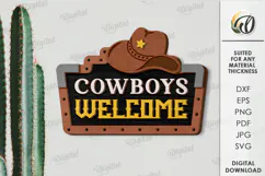 Wild West Sign Laser Cut. Wooden Westen Wall Art SVG Product Image 1