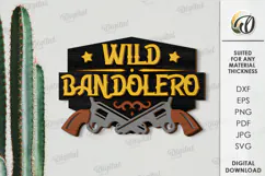 Wild West Sign Laser Cut. Wooden Westen Wall Art SVG Product Image 1
