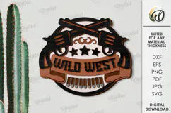 Wild West Sign Laser Cut. Wooden Westen Wall Art SVG Product Image 1